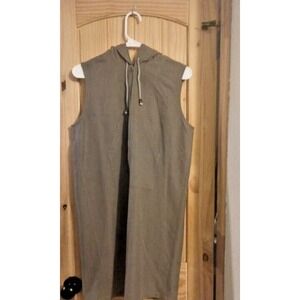 HSZ Studio Army Green Sleeveless‎ hooded Overall Jumper Dress with 3/4 front Zip